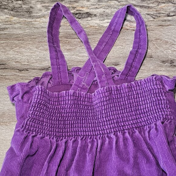 VTG 80s 90s Girls Purple Corduroy Overall Dress Ruffle Pinafore Sz 4/5 USA Made - Picture 5 of 9